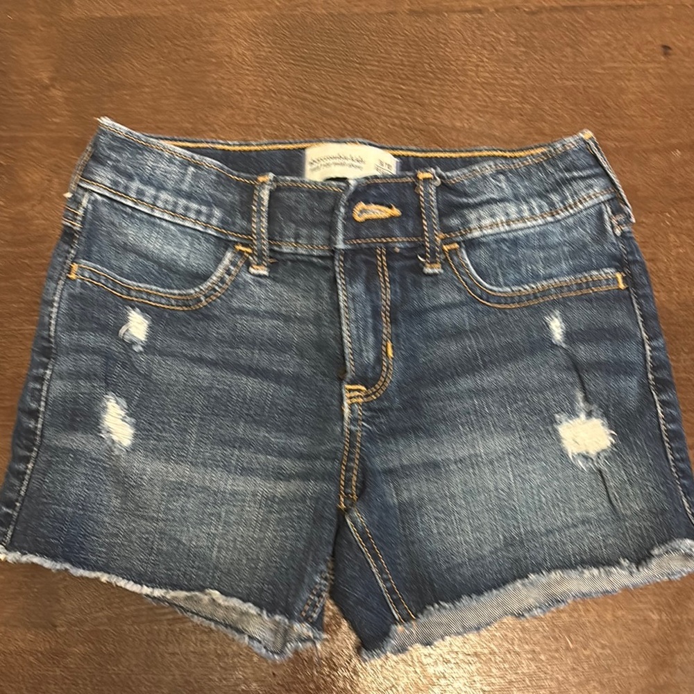 Abercrombie Kids Distressed Blue Jean Shorts